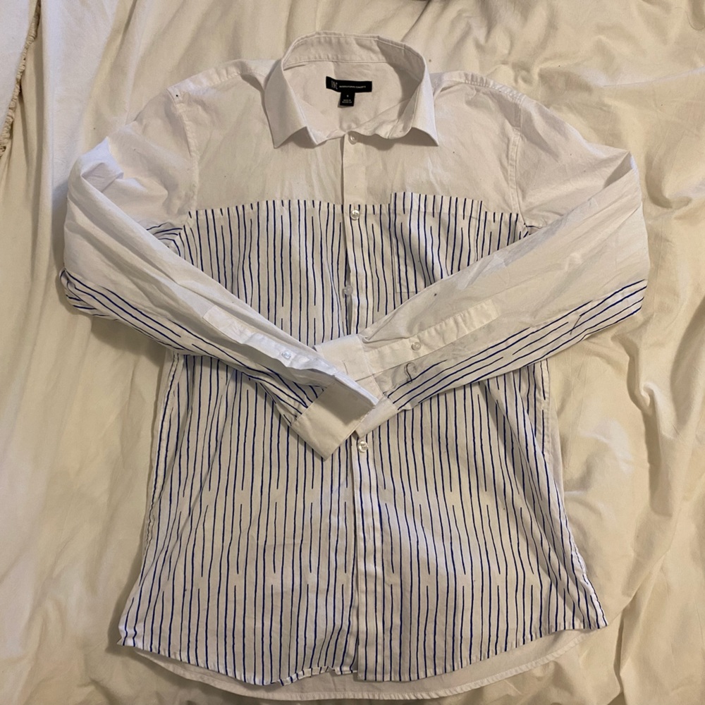 INC Blue Stripe Dress Shirt